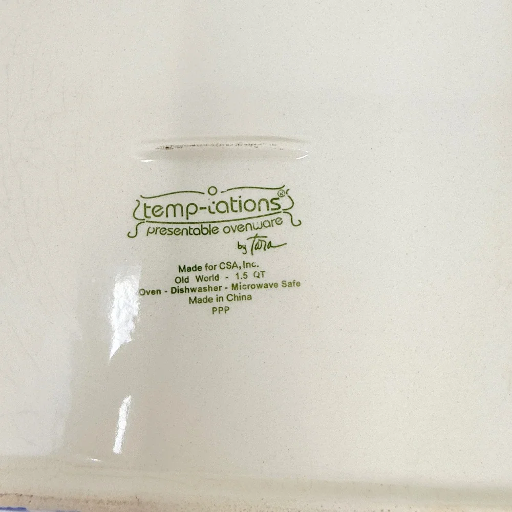 Temp-tations Old World Blue 3 Piece Nesting Square Baker Set 1.5qt 2qt 2.5qt
